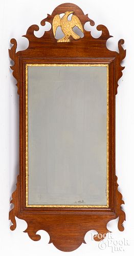 CHIPPENDALE STYLE MAHOGANY MIRROR,