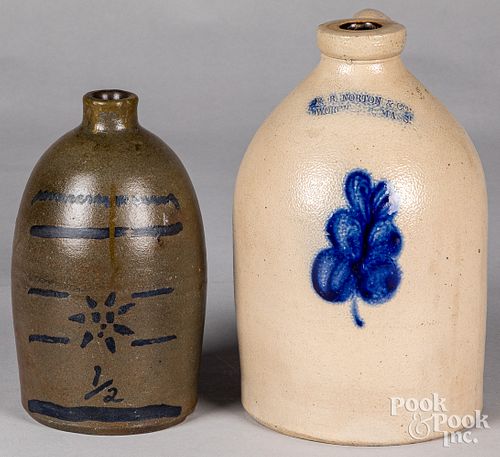 TWO STONEWARE JUGS, 19TH C.Two