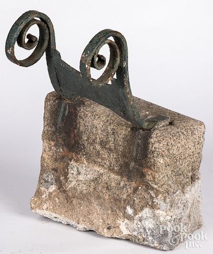 WROUGHT IRON BOOT SCRAPER, 18TH C.Wrought