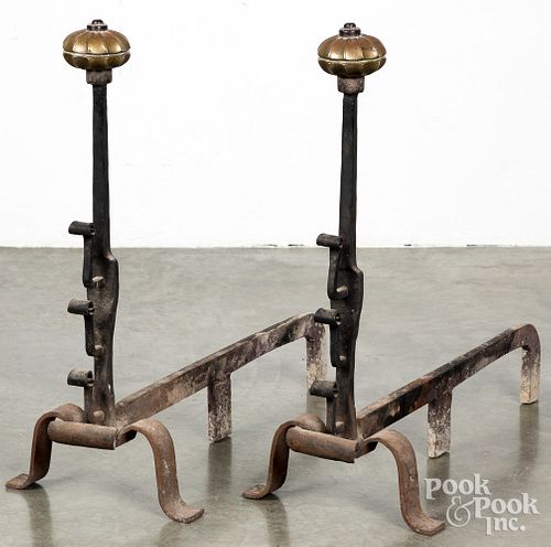 PAIR OF CONTINENTAL ANDIRONS, 19TH