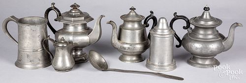GROUP OF PEWTER, 19TH C.Group of