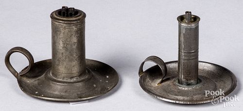 PEWTER AND TIN OIL LAMPS, MID 19TH