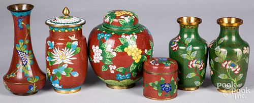 SIX PIECES OF CHINESE CLOISONNESix 31263c