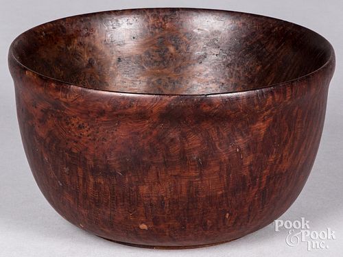 BURLWOOD BOWL, 19TH C.Burlwood