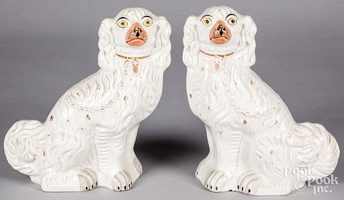 PAIR OF LARGE STAFFORDSHIRE SPANIELS  312678