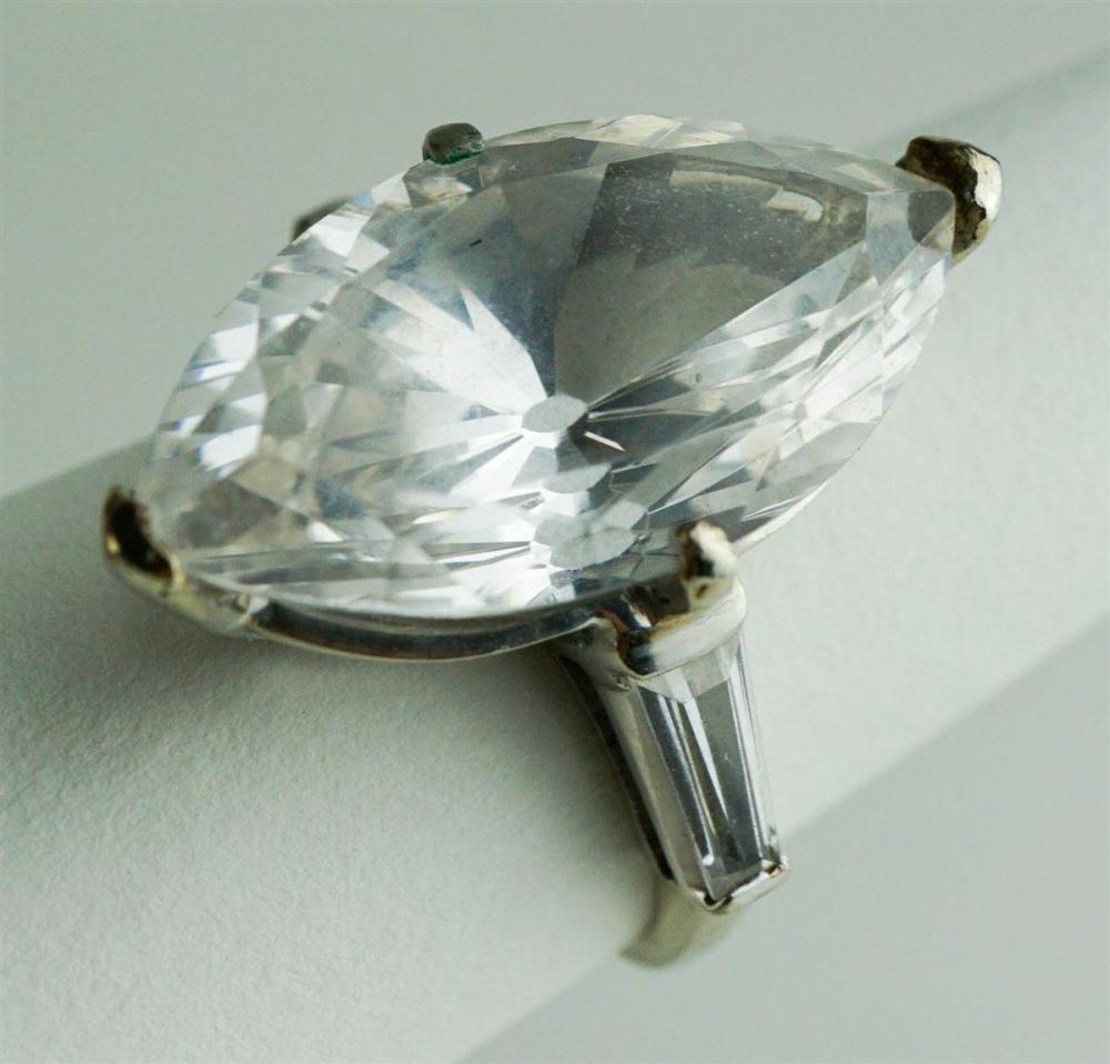 WHITE NAVETTE SHAPED FAUX DIAMOND