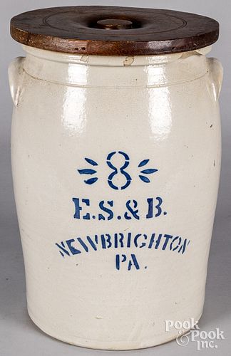 EIGHT-GALLON STONEWARE CROCK, 19TH