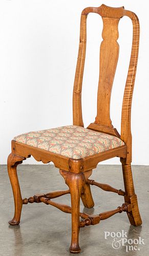 QUEEN ANNE TIGER MAPLE DINING CHAIR,