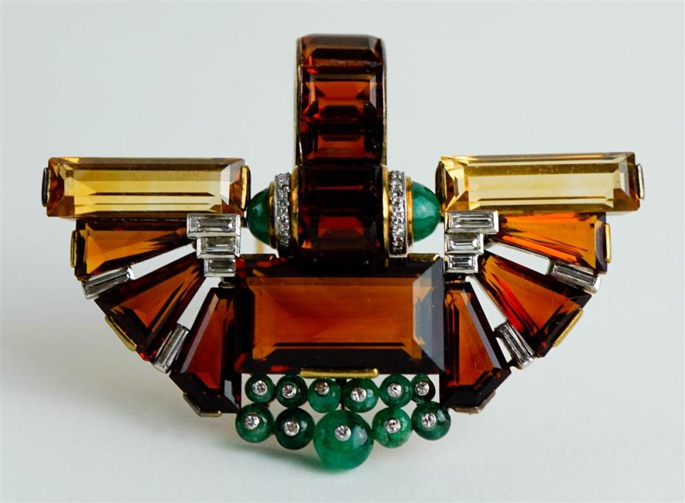 14K YELLOW GOLD CITRINE, EMERALD