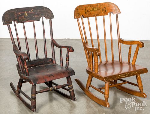 TWO CHILD'S ROCKING CHAIRS.Two