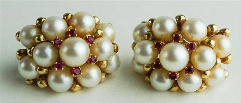 14K YELLOW GOLD AND PEARL CLUSTER