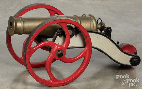 BRASS BARREL SIGNAL CANNON, 19TH C.Brass