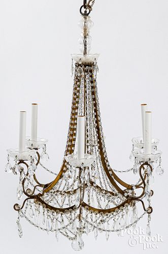 BRASS AND GLASS CHANDELIER 20TH 312747