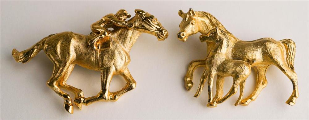 TWO EQUESTRIAN FASHION PINS BY