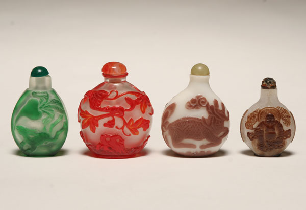 Four Chinese Peking glass snuff