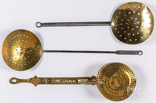 THREE BRASS AND IRON UTENSILS  31277f