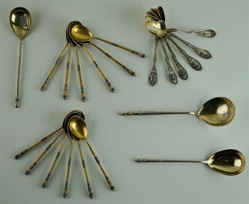 SET OF 12 RUSSIAN GILT AND ENAMEL