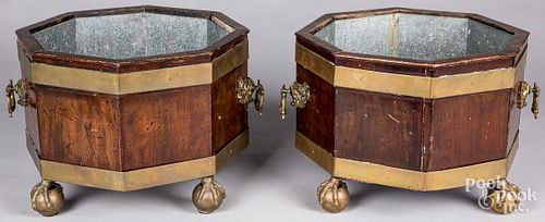 PAIR OF ENGLISH MAHOGANY WINE COOLERS,