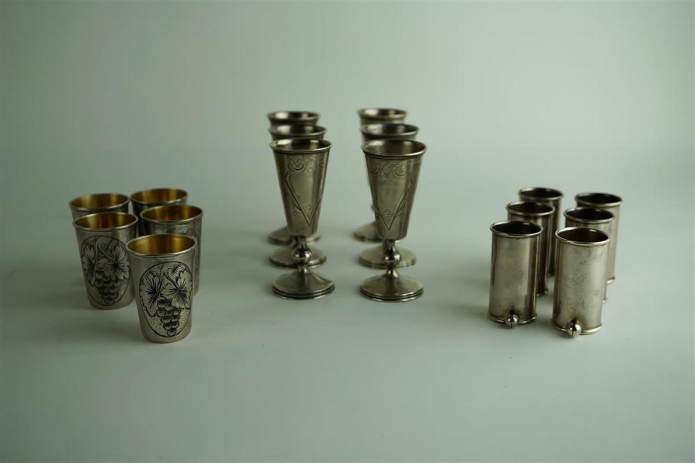 GROUP OF 17 SILVER CORDIALS AND