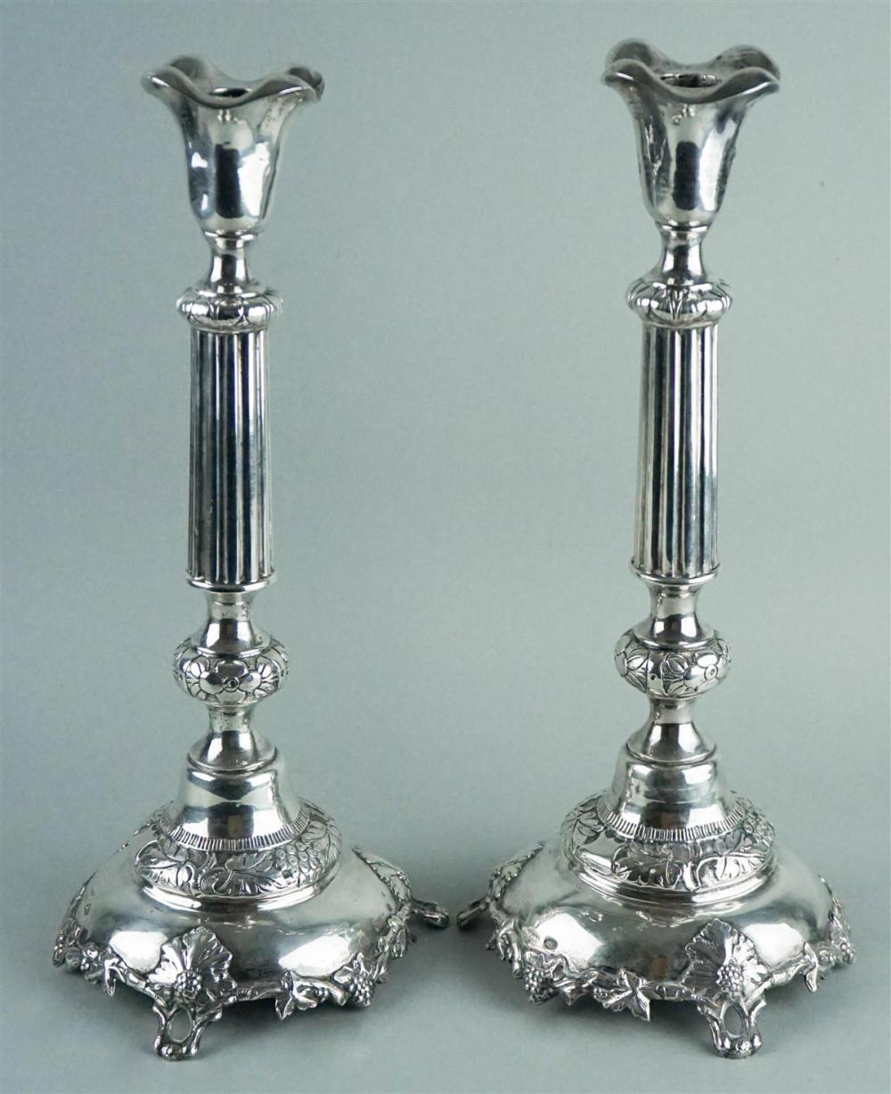 PAIR OF RUSSIAN SILVER CANDLESTICKSPAIR