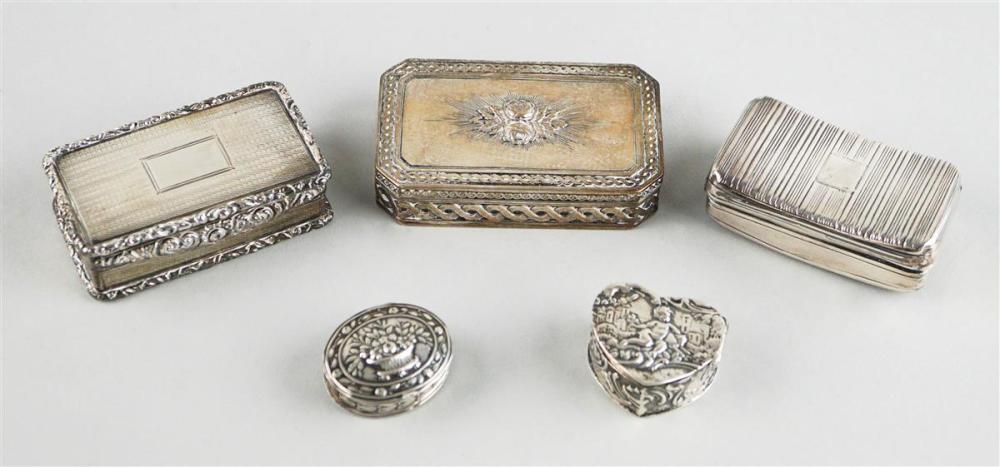 GROUP OF FIVE SILVER AND PLATED 3127d7