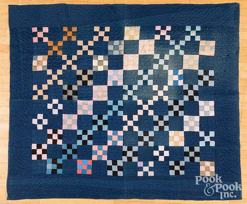 AMISH NINE PATCH QUILT EARLY MID 3127e1