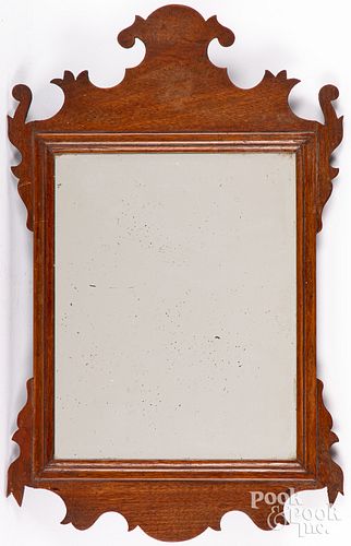 SMALL CHIPPENDALE MAHOGANY MIRROR,