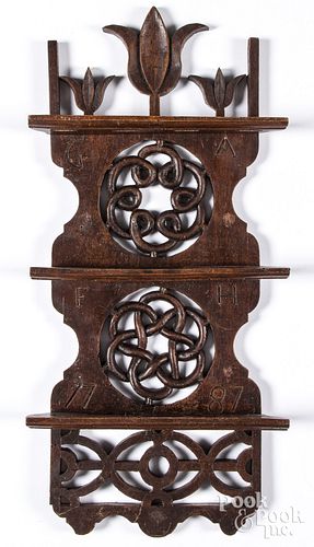 IRISH MAHOGANY SPOON RACK, DATED