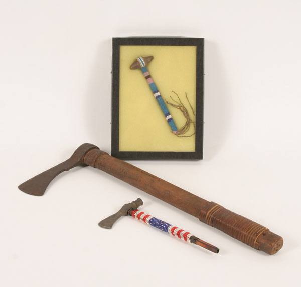 Native American tomahawks and axe;