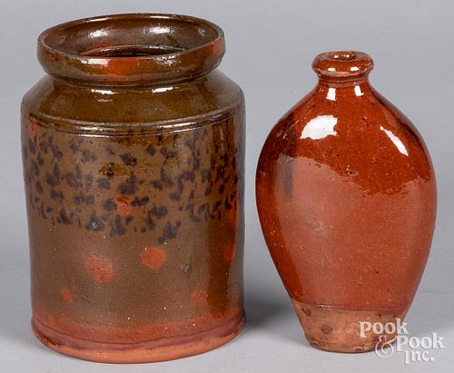 TWO PIECES OF REDWARE, 19TH C.Two