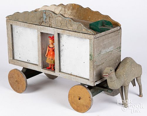 PAINTED WOOD FOLK ART CIRCUS WAGONPainted 3128cf