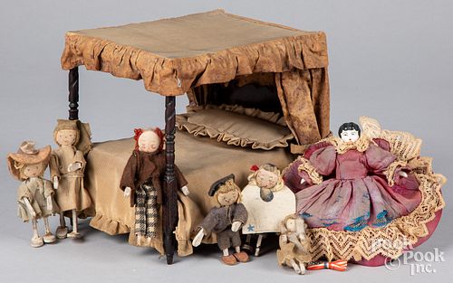 FAMILY OF EARLY WOOD DOLLS, 19TH