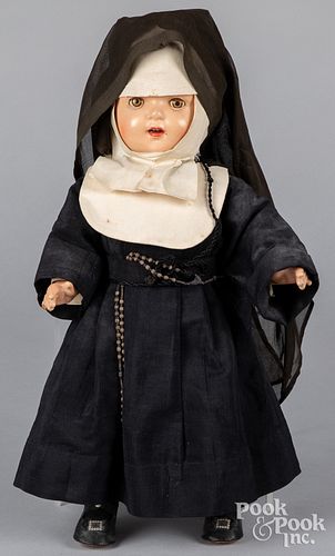 COMPOSITION NUN DOLL, UNMARKEDComposition