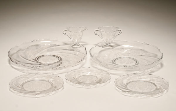 Heisey Rose serving pieces and plates