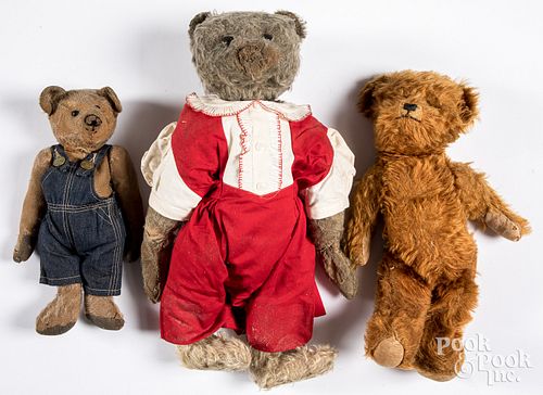 THREE MOHAIR TEDDY BEARS, EARLY