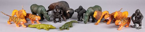 THIRTEEN MARX PLASTIC SAFARI ANIMALS  3129ad