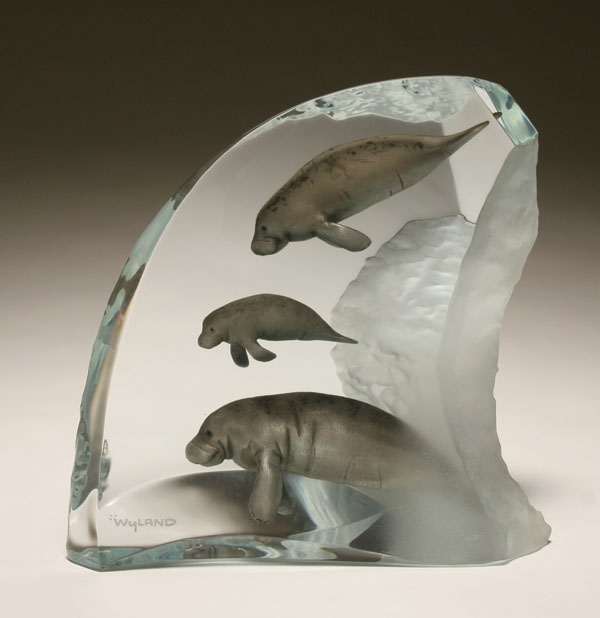 Wyland lucite manatee sculpture; Robert