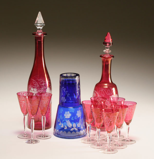 Ruby flash decanters glasses  4ea9e