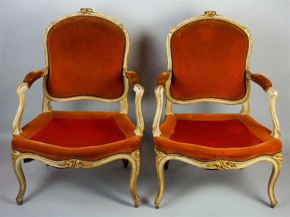 PAIR OF LOUIS XV GREY PAINTED AND 312a37