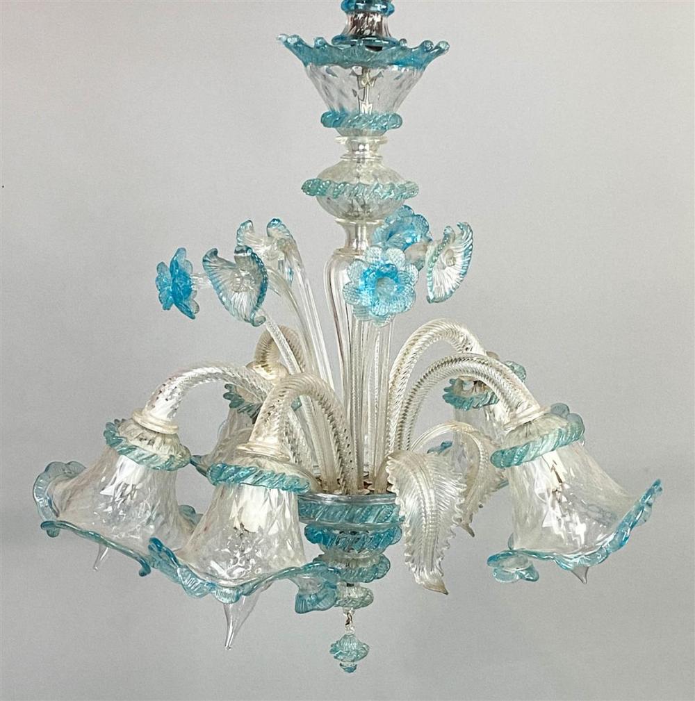 MURANO FIVE-LIGHT CLEAR AND BLUE