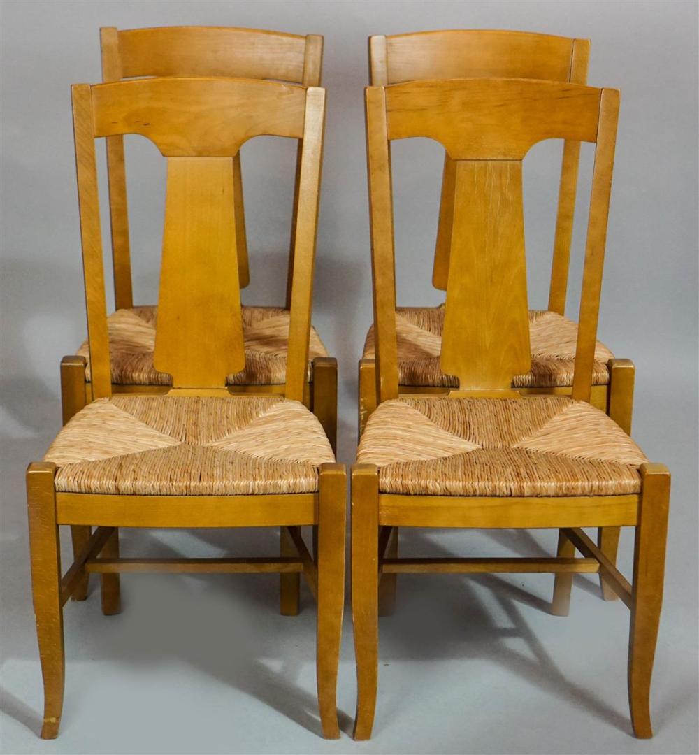 SET OF FOUR AMISH MADE RUSH SEAT 312ad9