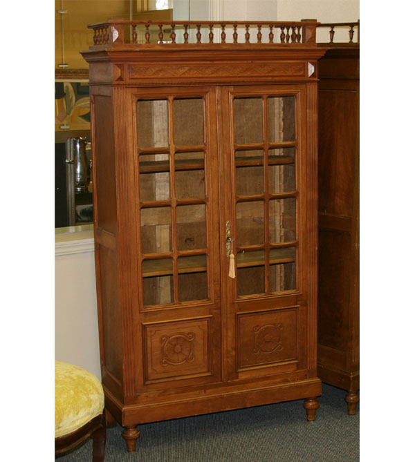 Victorian glass front bookcase;