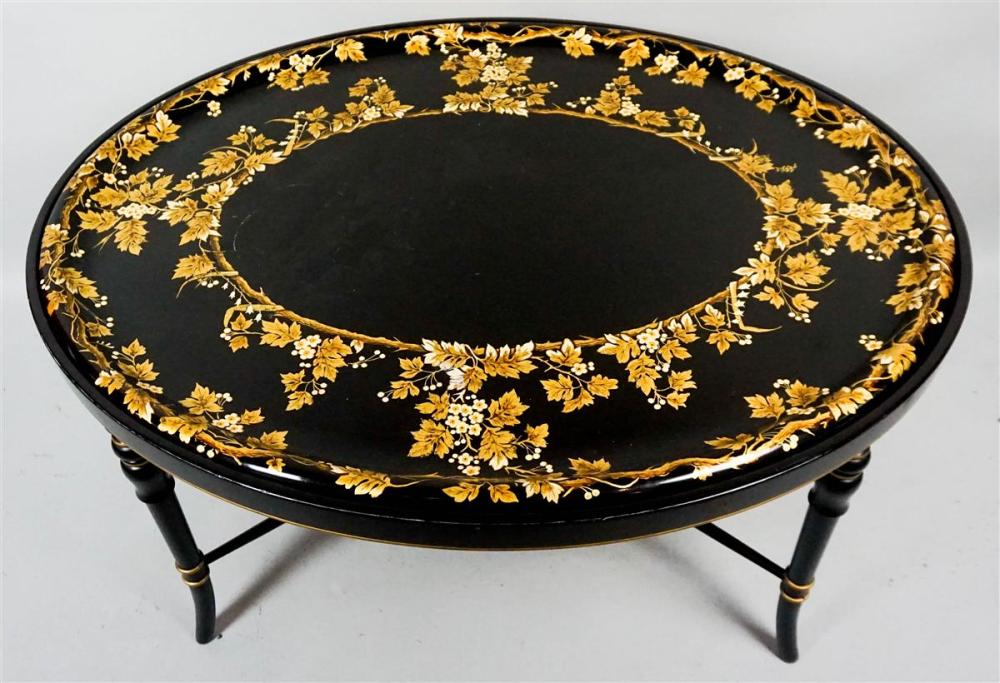 OVAL GOLD AND BLACK PAINTED TRAY 312b23