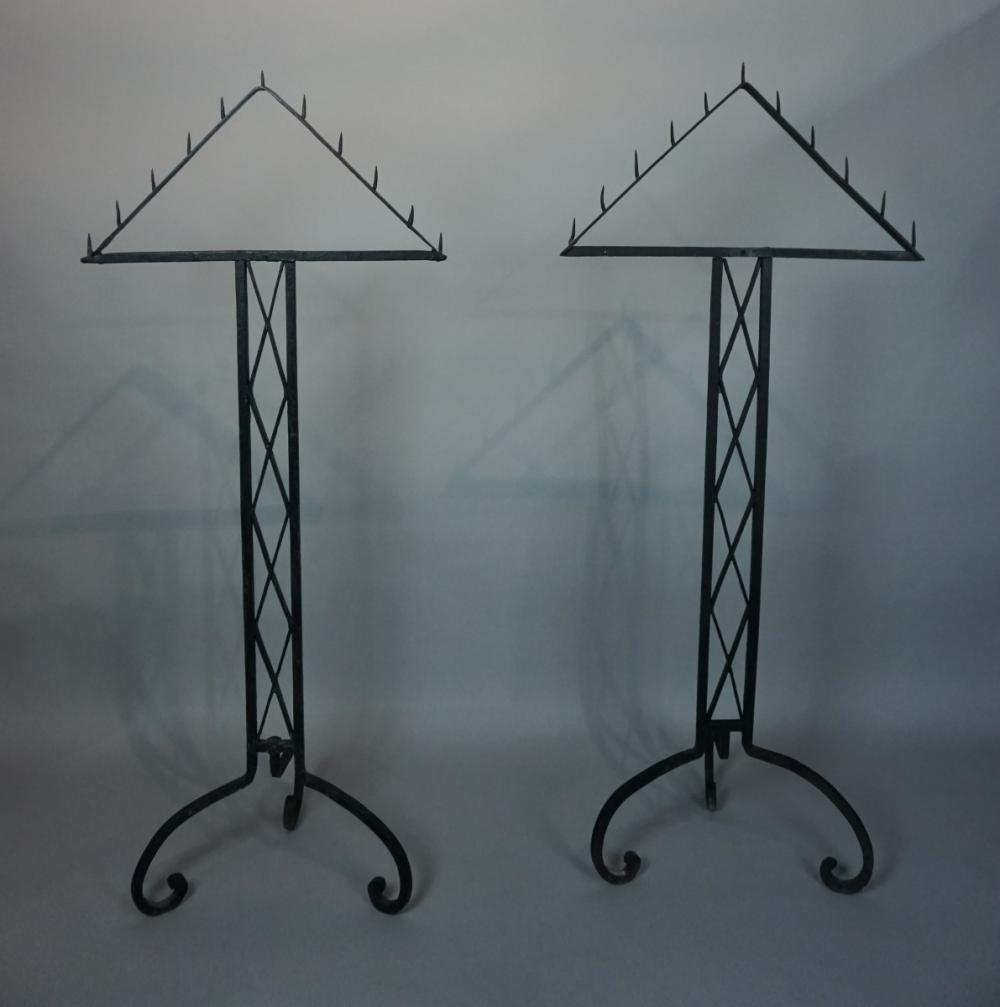 PAIR OF TALL WROUGHT-IRON TORCHERESPAIR