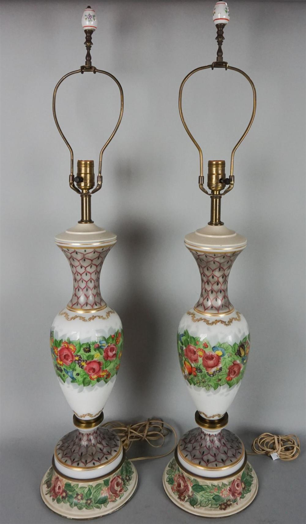 PAIR OF ENAMELED GLASS VASES, NOW