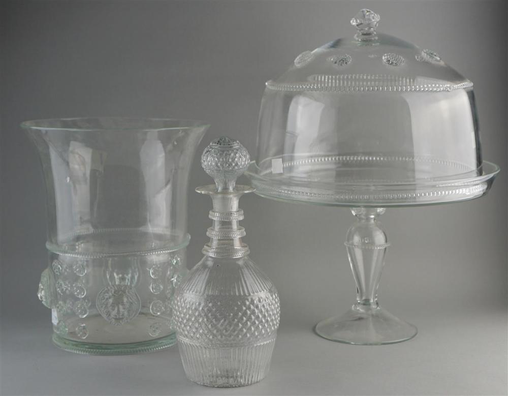 GERMAN GLASS CAKE DISH AND DOMED 312bef
