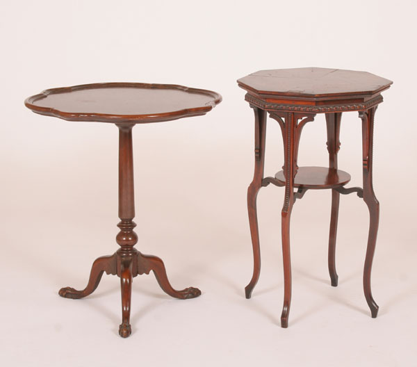 Two Art Deco mahogany stands; pie