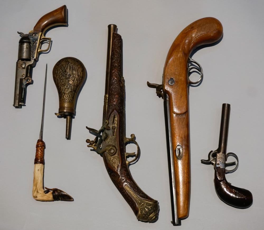 ONE FLINTLOCK PISTOL, TWO PERCUSSION