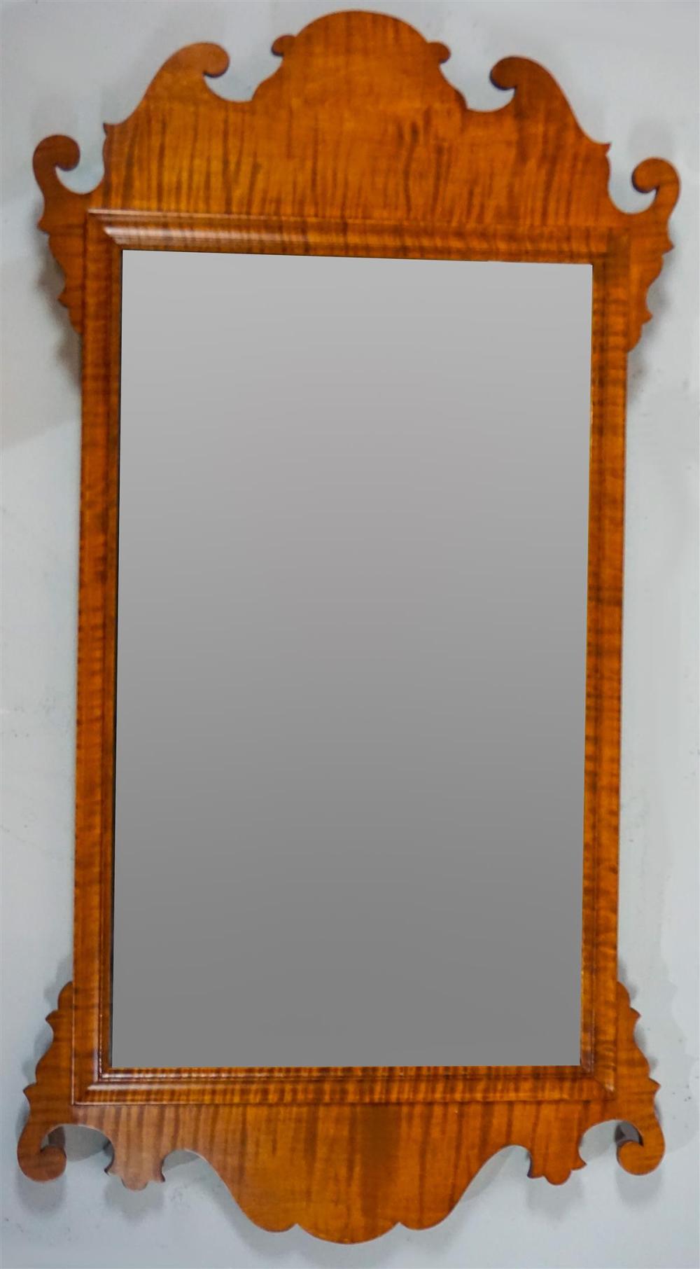 CHIPPENDALE STYLE CURLY MAPLE MIRRORCHIPPENDALE
