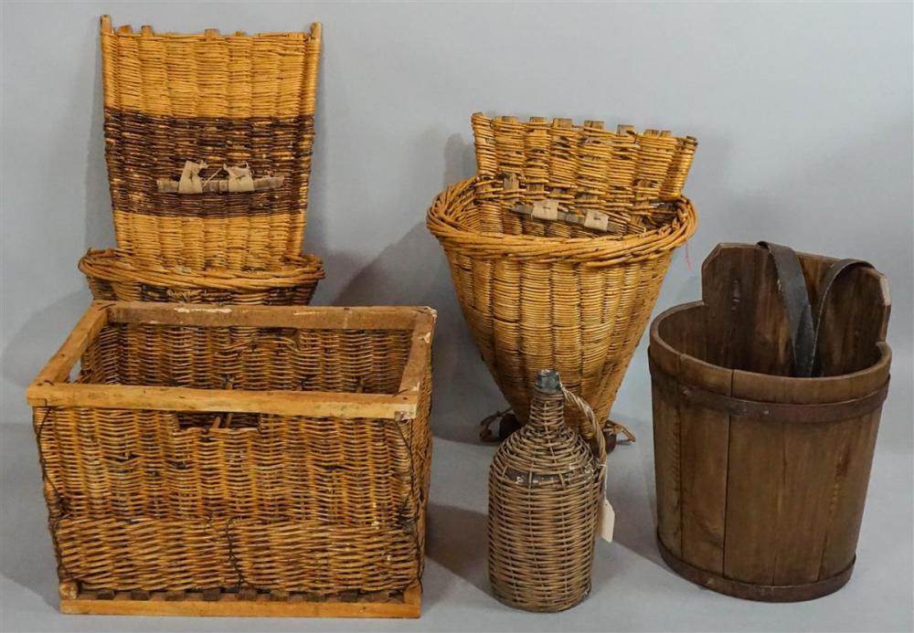 FOUR AGRICULTURAL BASKETS AND A GRAPE